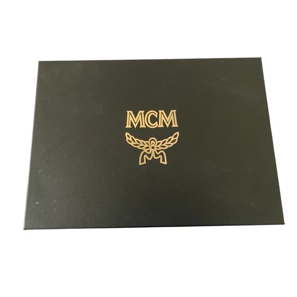 NIB MCM Mens US 10 Persimmon Orange Visetos Monogram Print Vamp Slide Sandals - Picture 12 of 16